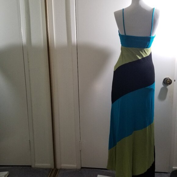 XOXO Maxi Long Dress in multi-colors (blue, green, black), size M - Picture 5 of 13